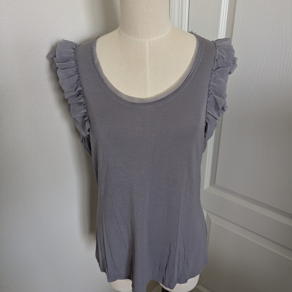 Marc Bouwer Tops - Gray Ruffle Sleeve Women's Top